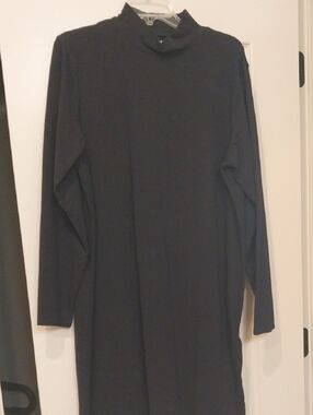 Lands' End Black Long-Sleeve Midi Dress